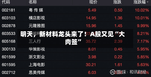 明天，新材料龙头来了！A股又见“大肉签”